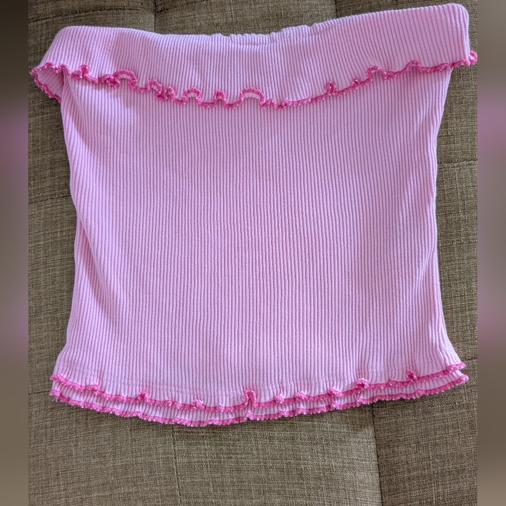 FP Movement by Free People Light Pink Ruffle Crop Top